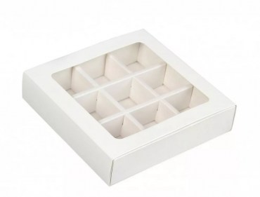 3639336 Коробка для конфет 9 штук белая 